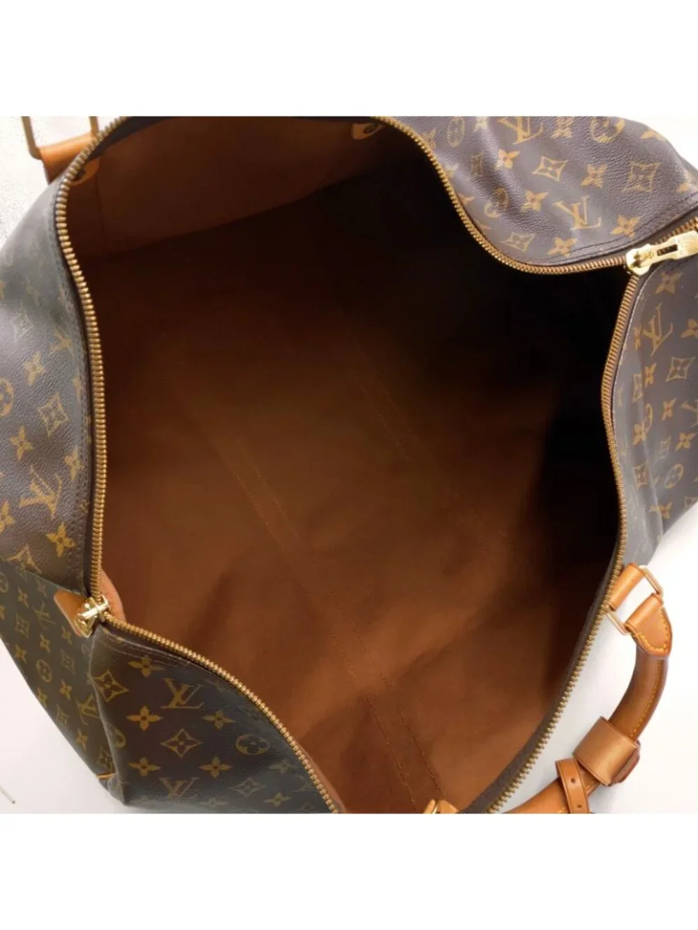 Louis Vuitton Keepall 60 Monogram Leather Brown Light Boston Bag Gold